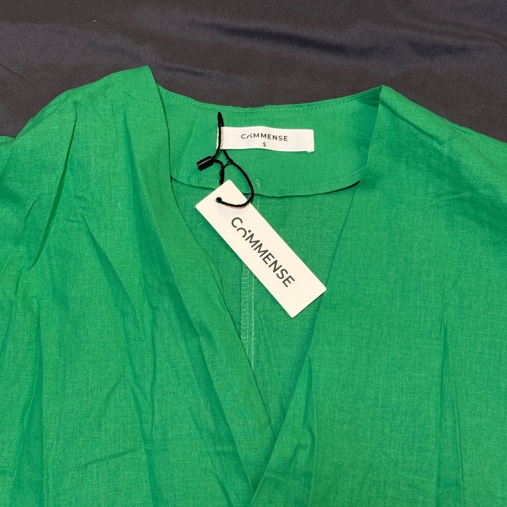 Commense Oversized Linen Tied Two Piece Pants Set in Green Size Small - Picture 5 of 8